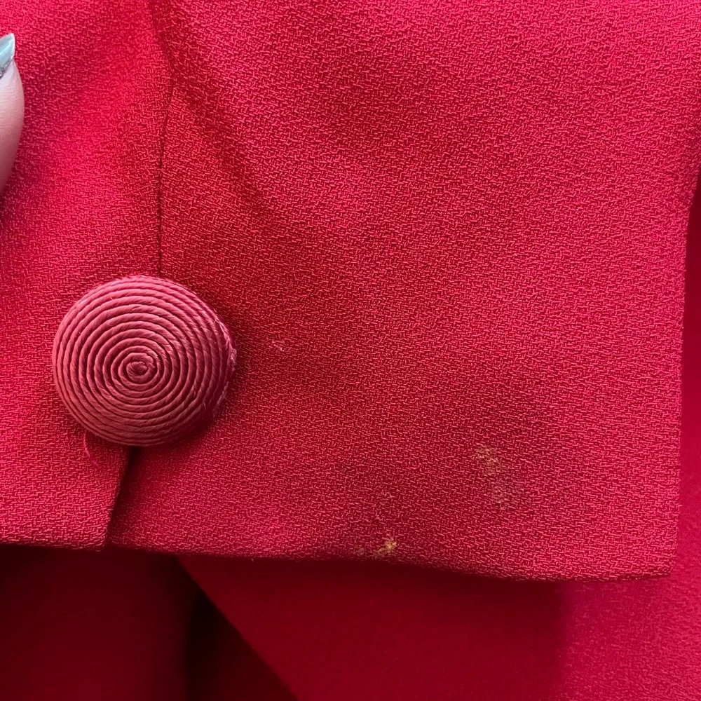Vintage Christian Dior Red 3 Button Long Blazer Coat Women’s Sz 14